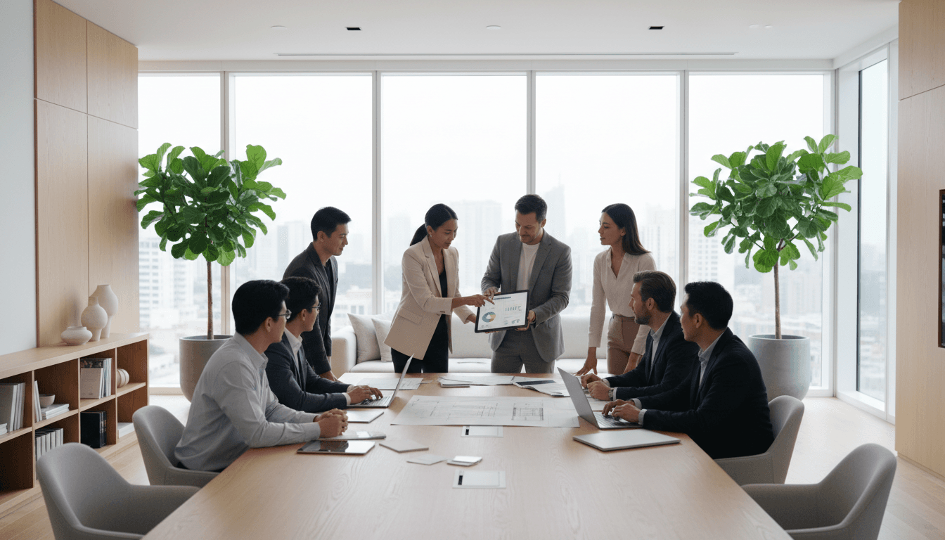 Professional team collaborating on administrative coordination and program support